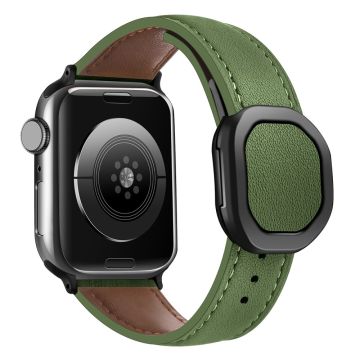 Apple Watch Series 49mm - 45mm - 44mm - 42mm aito naudannahkaranneke - Armeijan Vihreä