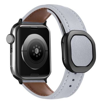 Apple Watch Series 49mm - 45mm - 44mm - 42mm aito naudannahkaranneke - Vaalean Harmaa