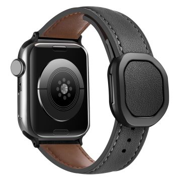 Apple Watch Series 49mm - 45mm - 44mm - 42mm aito naudannahkaranneke - Musta