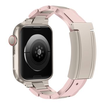 Apple Watch Series 49mm - 45mm - 44mm - 42mm ruostumattomasta teräksestä valmistettu hihna - Pinkki / Pinkki