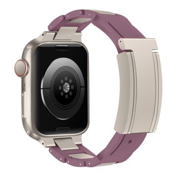 Apple Watch Series 49mm - 45mm - 44mm - 42mm ruostumattomasta teräksestä valmistettu hihna - Violetti / Violetti