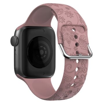 Apple Watch Series 49mm - 45mm - 44mm - 42mm kuvioitu silikoniranneke - Vaalea Kahvi