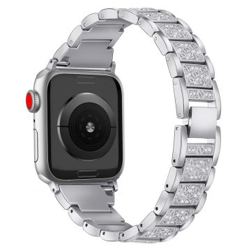 Apple Watch Series 49mm - 45mm - 44mm - 42mm S-kuvioinen metalliranneke - Hopea