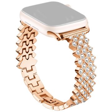 Apple Watch Series 49mm - 45mm - 44mm - 42mm strassit koriste sinkkiseos rannehihna - Ruusukulta