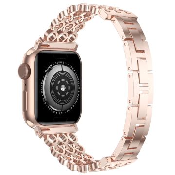 Apple Watch Series 49mm - 45mm - 44mm - 42mm Tyylikäs sinkkiseos kellonhihna - Ruusukulta