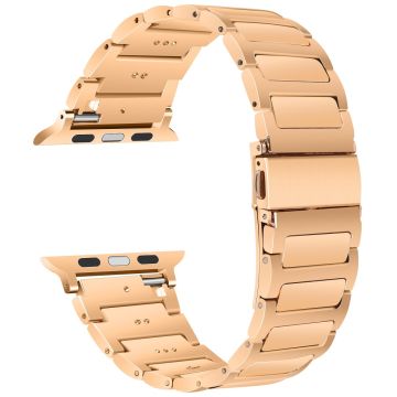 Apple Watch Series 49mm - 45mm - 44mm - 42mm sinkkiseoksesta valmistettu älykellon hihna - Ruusukulta