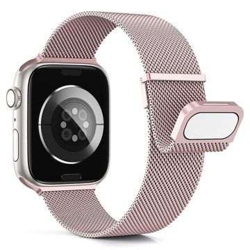 KALEBOL Apple Watch Series 49mm - 45mm - 44mm - 42mm Milanese magneettinen kelloranneke - Ruusu Vaaleanpunainen