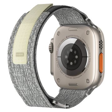 KALEBOL Apple Watch Series 49mm - 45mm - 44mm - 42mm kellonauha Nylon Loop hihna - Vaalean Harmaa