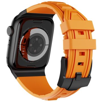 KALEBOL Apple Watch Series 49mm - 45mm - 44mm - 42mm silikoninen ranneke - Musta + Oranssi