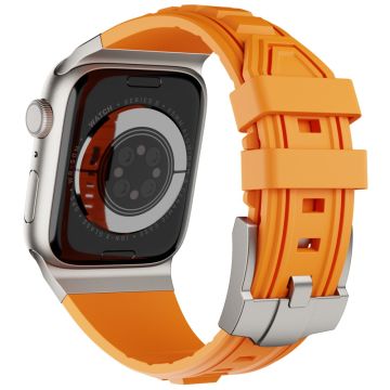 KALEBOL Apple Watch Series 49mm - 45mm - 44mm - 42mm silikoninen ranneke - Titaani + Oranssi