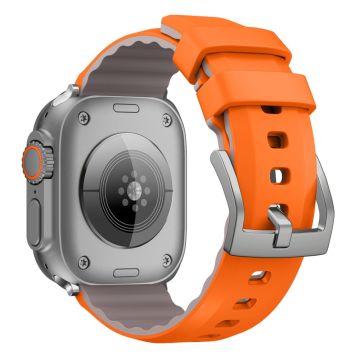 KALEBOL Apple Watch Series 49mm - 45mm - 44mm - 42mm silikoniranneke kaksivärinen - Oranssi