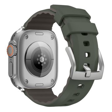 KALEBOL Apple Watch Series 49mm - 45mm - 44mm - 42mm silikoniranneke kaksivärinen - Mustanvihreä