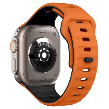 KALEBOL Apple Watch Series 49mm - 45mm - 44mm - 42mm silikoninen ranneke - Oranssi + Musta