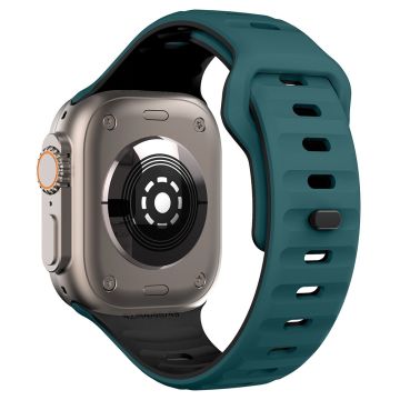 KALEBOL Apple Watch Series 49mm - 45mm - 44mm - 42mm silikoninen ranneke - Mustanvihreä + Musta