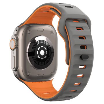 KALEBOL Apple Watch Series 49mm - 45mm - 44mm - 42mm silikoninen ranneke - Avaruuden Harmaa + Oranssi