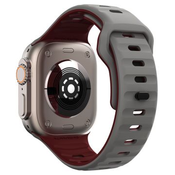 KALEBOL Apple Watch Series 49mm - 45mm - 44mm - 42mm silikoninen ranneke - Avaruuden Harmaa + Viininpunainen