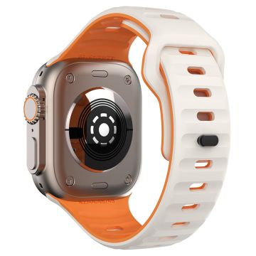 KALEBOL Apple Watch Series 49mm - 45mm - 44mm - 42mm silikoninen ranneke - Starlight + Oranssi