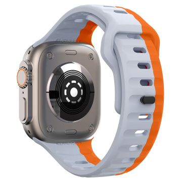 KALEBOL Apple Watch Series 49mm - 45mm - 44mm - 42mm silikoninen ranneke - Harmaa + Oranssi