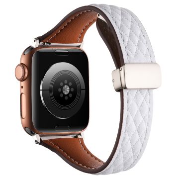 KALEBOL Apple Watch Series 49mm - 45mm - 44mm - 42mm aidosta nahasta valmistettu ranneke - Valkoinen