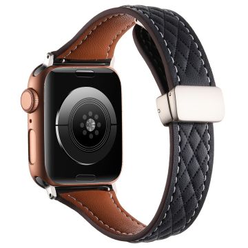 KALEBOL Apple Watch Series 49mm - 45mm - 44mm - 42mm aidosta nahasta valmistettu ranneke - Musta