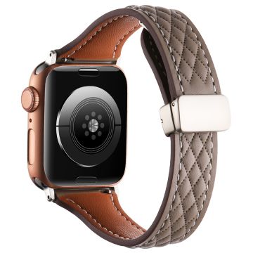 KALEBOL Apple Watch Series 49mm - 45mm - 44mm - 42mm aidosta nahasta valmistettu ranneke - Harmaa Ruskea