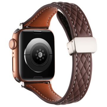 KALEBOL Apple Watch Series 49mm - 45mm - 44mm - 42mm aidosta nahasta valmistettu ranneke - Kahvi