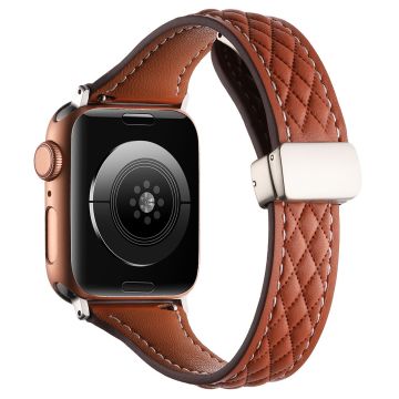 KALEBOL Apple Watch Series 49mm - 45mm - 44mm - 42mm aidosta nahasta valmistettu ranneke - Ruskea