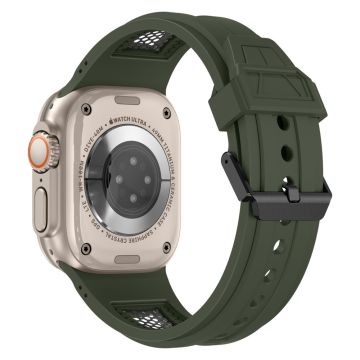 KALEBOL Apple Watch Series 49mm - 45mm - 44mm - 42mm Honeycomb kellonauha - Armeijan Vihreä + Musta