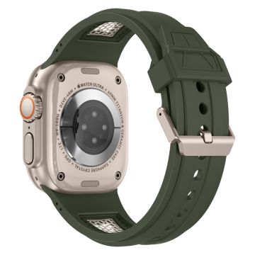 KALEBOL Apple Watch Series 49mm - 45mm - 44mm - 42mm Honeycomb kellonauha - Armeijan Vihreä + Titaani