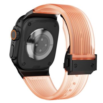 KALEBOL Apple Watch Series 49mm - 45mm - 44mm - 42mm silikoninen ranneke - Läpinäkyvä Oranssi / Musta