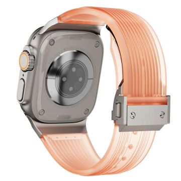 KALEBOL Apple Watch Series 49mm - 45mm - 44mm - 42mm silikoninen ranneke - Läpinäkyvä Oranssi / Titaani