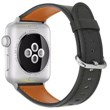 Apple Watch Series 49mm - 45mm - 44mm - 42mm Genuine Cow Leather Strap - Black