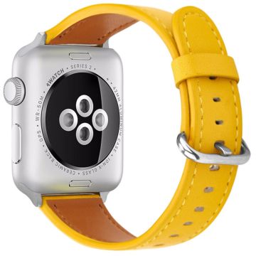 Apple Watch Series 49mm - 45mm - 44mm - 42mm Genuine Cow Leather Strap - Yellow