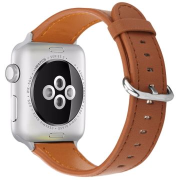 Apple Watch Series 49mm - 45mm - 44mm - 42mm aito naudannahkaranneke - Ruskea