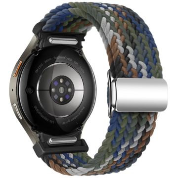 Samsung Galaxy Watch 20mm Braided Watch Band Magnetic Strap - Denim Rainbow