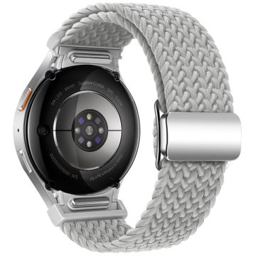 Samsung Galaxy Watch 20mm Braided Watch Band Magnetic Strap - Light Grey