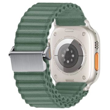 Apple Watch Series 49mm - 45mm - 44mm - 42mm Wavy Texture Nylon Strap - Army Green