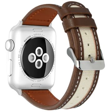 KALEBOL Apple Watch Series 49mm - 45mm - 44mm - 42mm kaksivärinen ranneke - Tan + Valkoinen