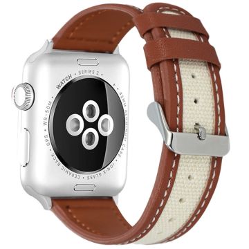 KALEBOL Apple Watch Series 49mm - 45mm - 44mm - 42mm Dual Color Watch Band - Red Brown+White