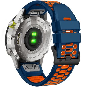 KALEBOL Garmin Fenix 7 / 7 Pro / 6 / 6 Pro kellon hihna Quickfit 22mm kaksivärinen silikoninauha - Safiiri + Oranssi