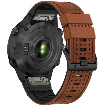 KALEBOL Garmin Fenix Series 5 - 6 - 7 - Quickfit 22mm silikoninen kellonauha kaksivärinen pisteen reikien muotoilu - Ruskea + Musta