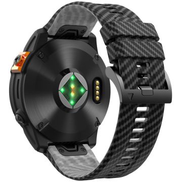 KALEBOL Garmin Fenix Series 5 - 6 - 7 - 22mm silikoninen kellonauha Quickfit 22mm hiilikuituinen tekstuurihihna - Musta + Harmaa