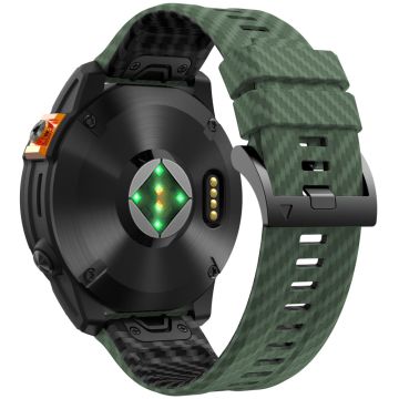 KALEBOL Garmin Fenix Series 5 - 6 - 7 - 22mm silikoninen kellonauha Quickfit 22mm hiilikuituinen tekstuurihihna - Armeijan Vihreä + Musta