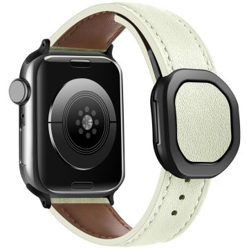 KALEBOL Apple Watch Series 49mm - 45mm - 44mm - 42mm Genuine Cow Leather Band - Beige