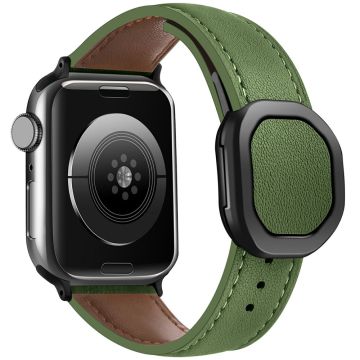 KALEBOL Apple Watch Series 49mm - 45mm - 44mm - 42mm Genuine Cow Leather Band - Army Green