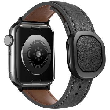 KALEBOL Apple Watch Series 49mm - 45mm - 44mm - 42mm Genuine Cow Leather Band - Black