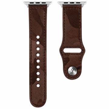 KALEBOL Apple Watch Series 49mm - 45mm - 44mm - 42mm Genuine Cow Leather Strap - Red Brown