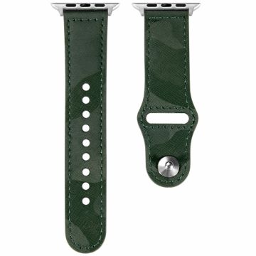 KALEBOL Apple Watch Series 49mm - 45mm - 44mm - 42mm Genuine Cow Leather Strap - Green