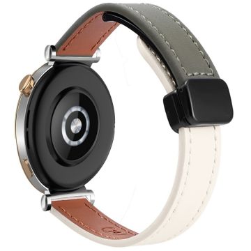 Samsung Galaxy Watch 20mm Magnetic Buckle Slim Microfiber Leather Watch Strap - Apricot+Avocado