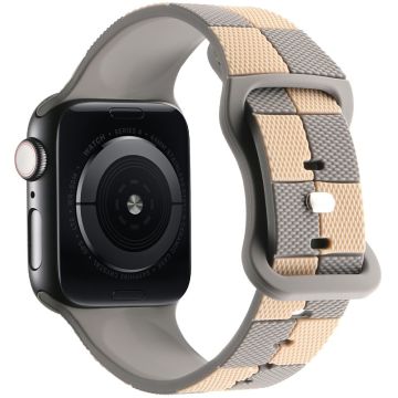 Apple Watch Series 49mm - 45mm - 44mm - 42mm Checkerboard Silicone Band - Grey+Brown